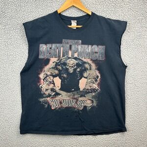 Vtg Hanes Mens Five Finger Death Punch Band Tank Top Muscle Black XL
